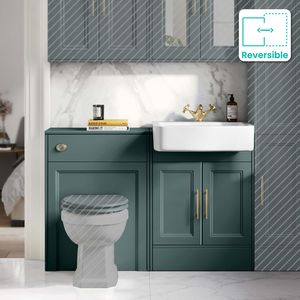 Monaco Midnight Green Basin Vanity and Back To Wall Unit 1200mm (Excludes Pan & Cistern) - Brass Knurled Handles