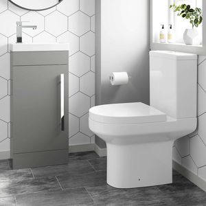 Avon Stone Grey Cloakroom Floor Standing Basin Vanity 400mm and Toilet Set