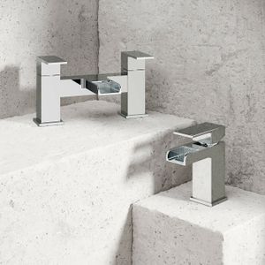 Avon Chrome Waterfall Basin & Bath Mixer Tap Set