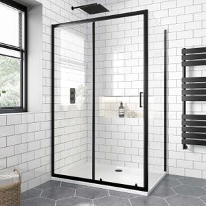 London Matt Black 6mm Sliding Shower Enclosure 1200x900mm