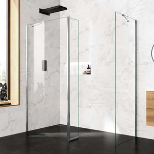 Copenhagen Easy Clean 8mm Walk In Shower Enclosure 1000mm & 800mm Glass with Pivotal Return Panel