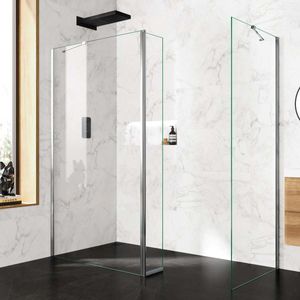 Copenhagen Easy Clean 8mm Walk In Shower Enclosure 1100mm & 800mm Glass with Pivotal Return Panel