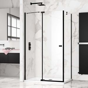 Vienna Matt Black Easy Clean 8mm Hinged Shower Enclosure 1200x800mm