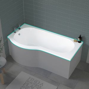 P Shaped 1600 Shower Bath - Left Handed