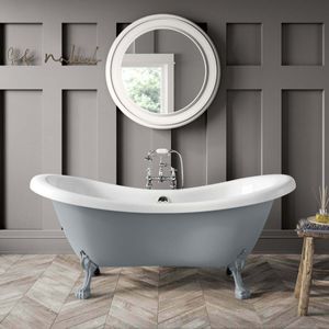 Tonbridge 1600mm Dove Grey Roll Top Bath - Grey Claw Feet