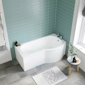 P Shaped 1600 Bath with Front Panel - Right Handed