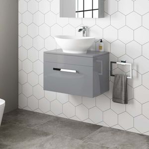 Avon Stone Grey Wall Hung Drawer Vanity with Oval Counter Top Basin 600mm