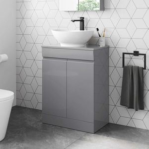 Trent Stone Grey Vanity with Oval Counter Top Basin 600mm