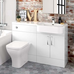 Harper Gloss White Combination Vanity Basin and Atlanta Toilet 1200mm - Right Handed