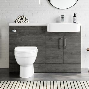 Harper Charcoal Elm Combination Vanity Basin and Seattle Toilet 1200mm - Right Handed