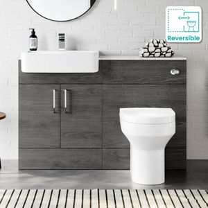 Harper Charcoal Elm Combination Vanity Basin with Marble Top & Denver Toilet 1200mm