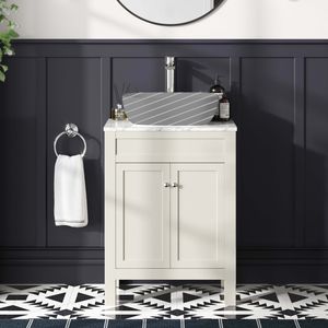 Bermuda Chalk White Cabinet with Marble Top 600mm - Excludes Counter Top Basin