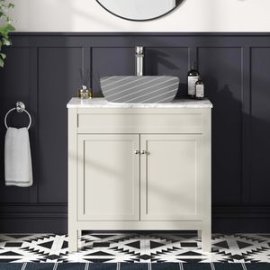 Bermuda Chalk White Cabinet with Marble Top 800mm - Excludes Counter Top Basin