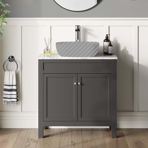 Bermuda Graphite Grey Cabinet with Marble Top 800mm - Excludes Counter Top Basin