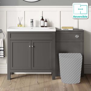Bermuda Graphite Grey Basin Vanity Drawer and Back To Wall Toilet 1300mm (Excludes Pan & Cistern)