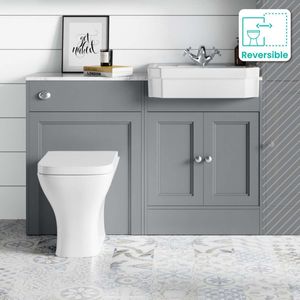 Monaco Dove Grey Combination Vanity Traditional Basin with Marble Top & Atlanta Toilet 1200mm