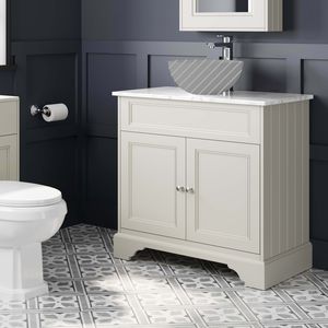 Lucia Chalk White Cabinet with Marble Top 840mm - Excludes Counter Top Basin