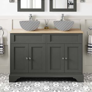 Lucia Graphite Grey Cabinet with Oak Effect Top 1200mm - Excludes Counter Top Basins