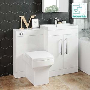 Avon Gloss White Combination Vanity Basin and Portland Toilet 1100mm