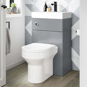 Ohio Stone Grey 2-In-1 Combined Wash Basin & Denver Toilet 500mm