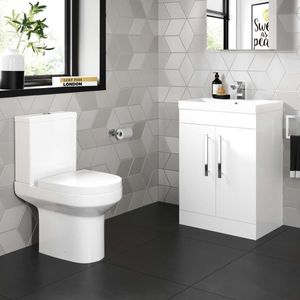 Avon Gloss White Basin Vanity 600mm and Toilet Set