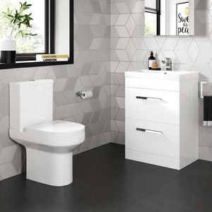 Avon Gloss White Basin Drawer Vanity 600mm and Toilet Set