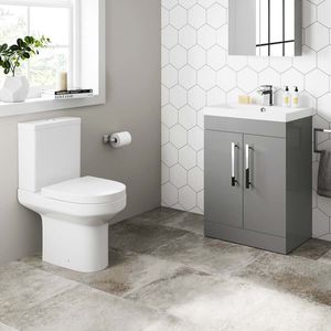 Avon Stone Grey Basin Vanity 600mm and Toilet Set