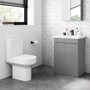 Trent Stone Grey Basin Vanity 600mm and Toilet Set