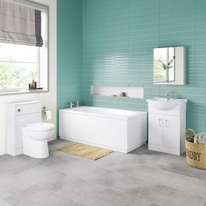 Quartz 1050mm Combination Vanity Basin & Toilet with 1500mm Straight Bath Suite