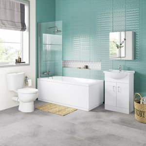 Quartz Vanity Basin & Toilet with 1500mm Shower Bath Suite
