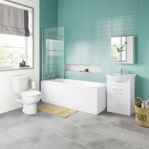Quartz Vanity Basin & Toilet with 1700mm Shower Bath Suite
