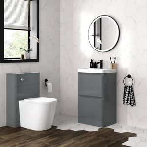 Corsica Storm Grey Basin Drawer Vanity 500mm and Back To Wall Rimless Toilet Set