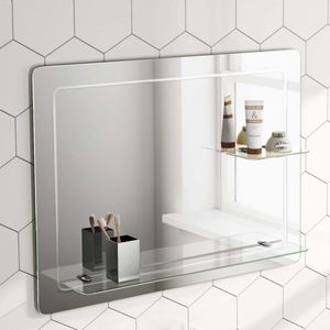 Loxley Bathroom Mirror With Glass Shelves 600x800mm