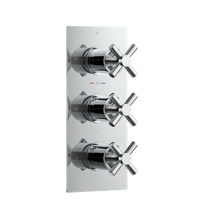 Chrome Crosshead Thermostatic Shower Valve - 3 Outlets