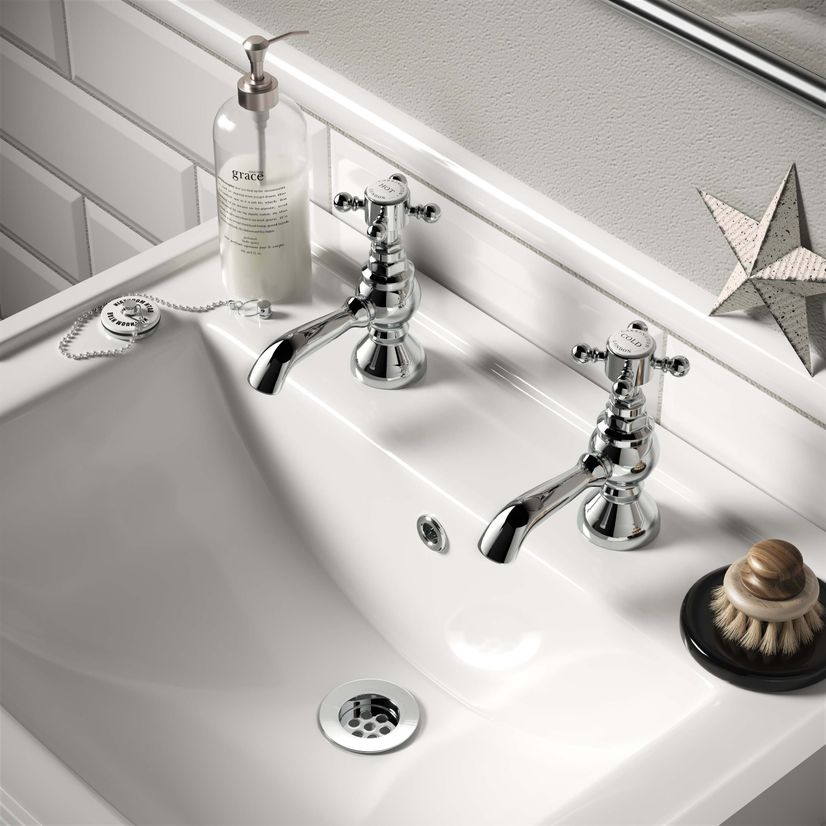 Thames Traditional Chrome Hot & Cold Basin Taps