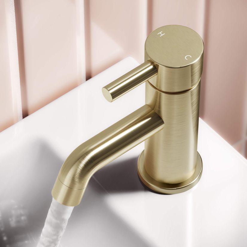 Trent Brushed Brass Cloakroom Basin Mixer Tap