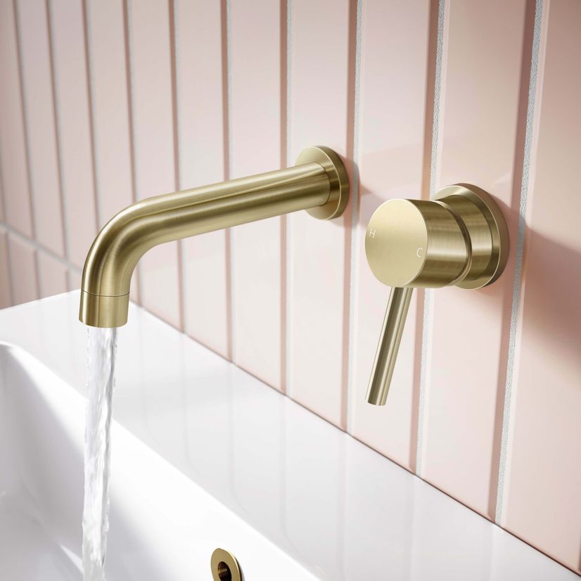 Trent Brushed Brass Wall Mounted Basin Mixer Tap