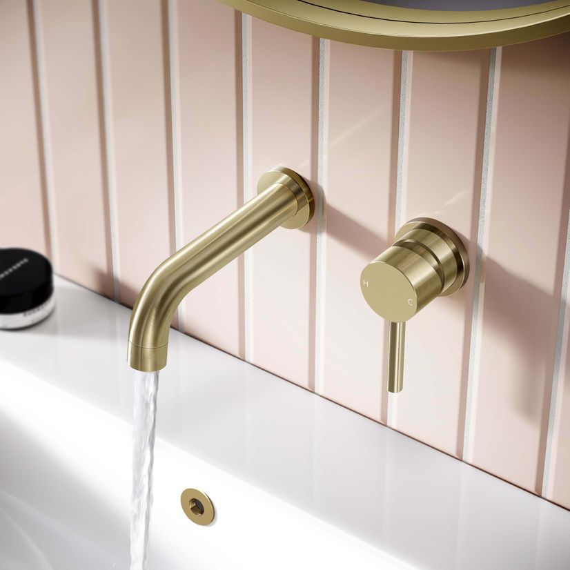 Trent Brushed Brass Wall Mounted Basin Mixer Tap
