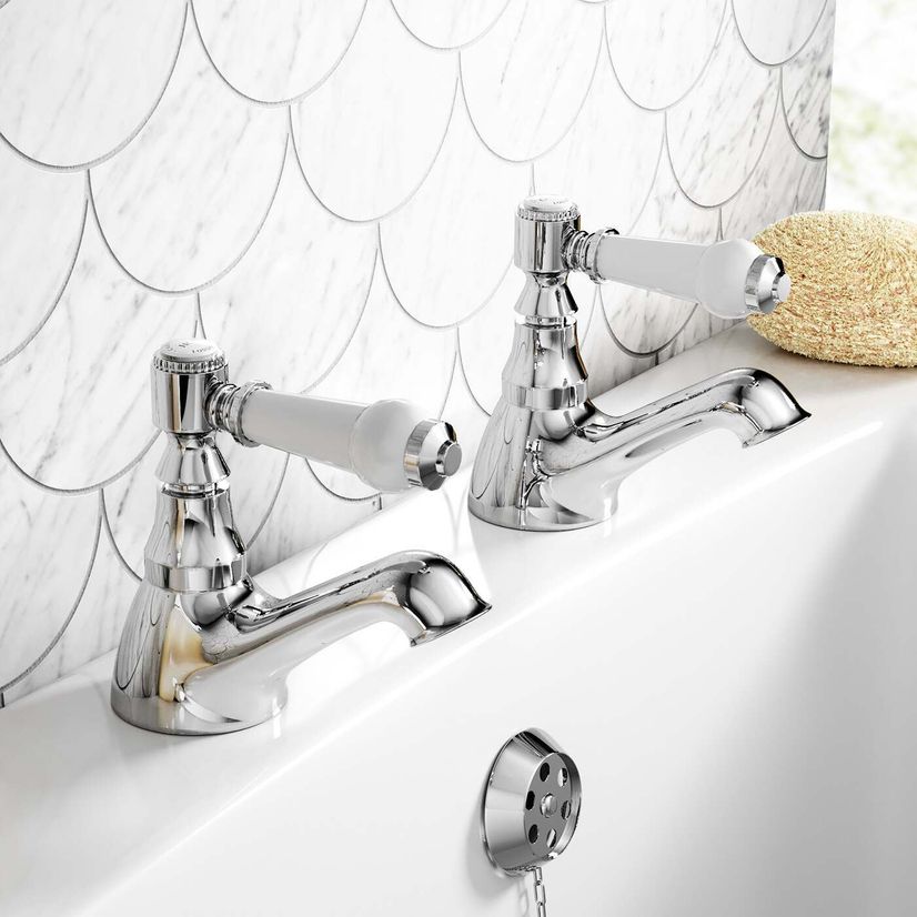 Cherwell Traditional Chrome Hot & Cold Bath Taps