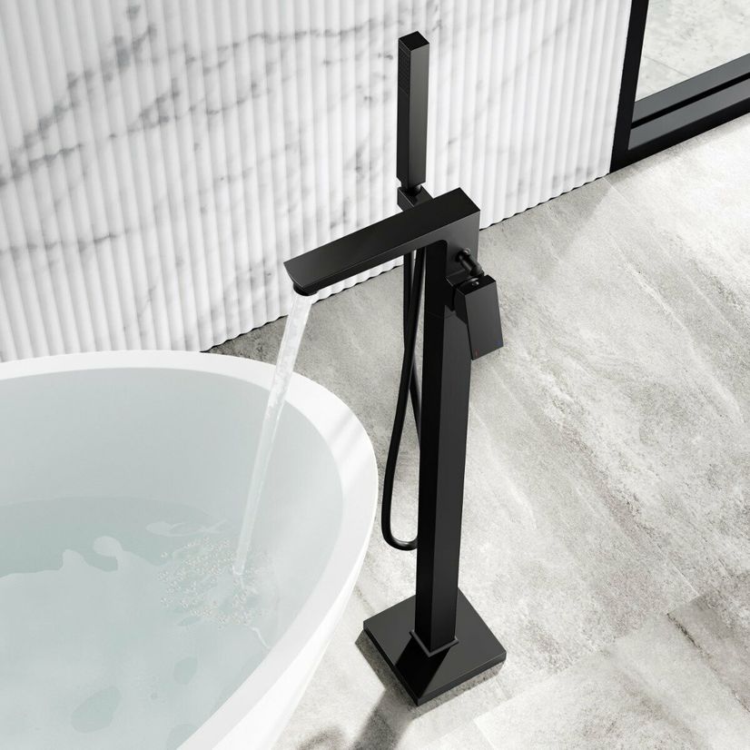Soar Matt Black Freestanding Bath Shower Mixer Tap