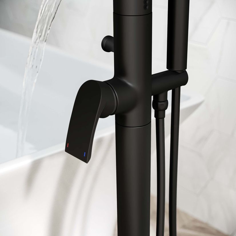 Severn Matt Black Freestanding Bath Shower Mixer Tap