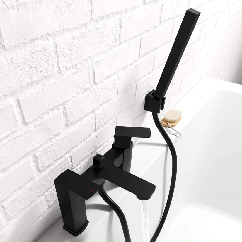 Mersey Matt Black Bath Filler & Handheld Shower