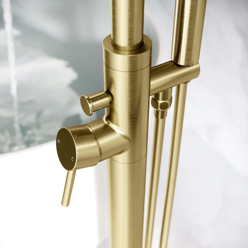 Trent Brushed Brass  Freestanding Bath Shower Mixer Tap