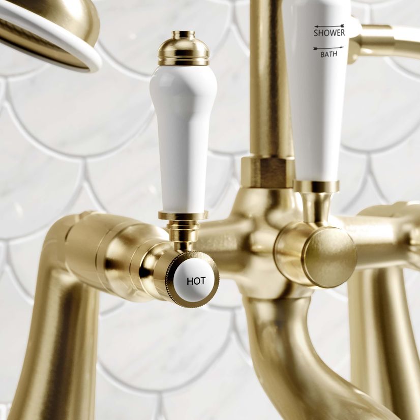 Cherwell Traditional Brushed Brass Bath Shower Mixer Tap