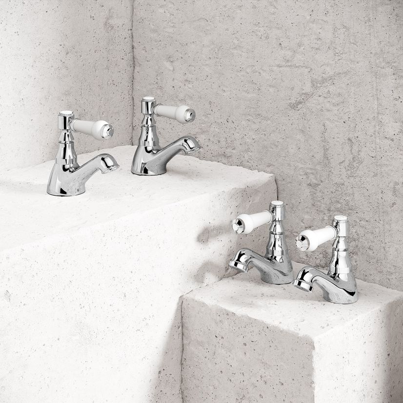 Cherwell Traditional Chrome Hot and Cold Basin & Bath Taps Set