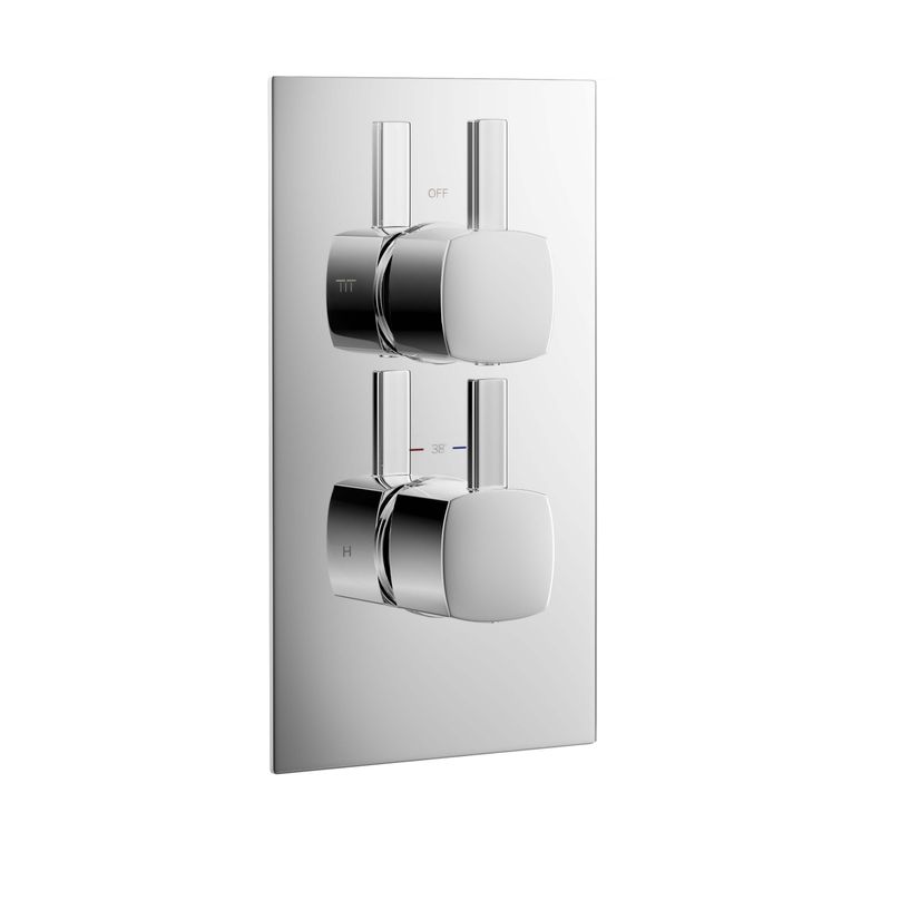 Carrick Essential Chrome Square Thermostatic Shower Valve - 2 Outlets