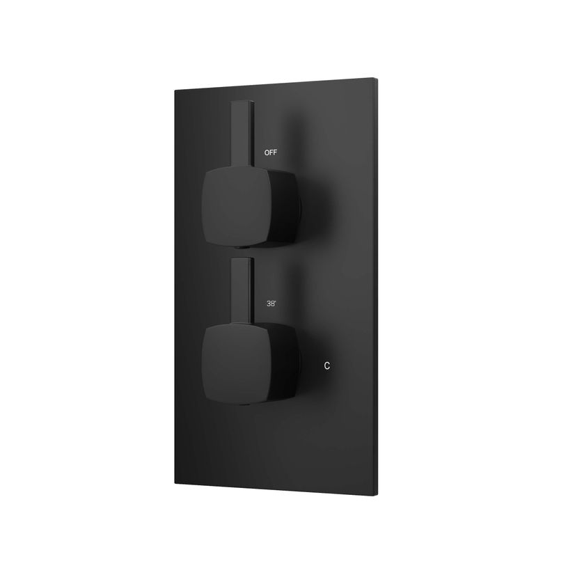 Carrick Essential Matt Black Square Thermostatic Shower Valve - 1 Outlet
