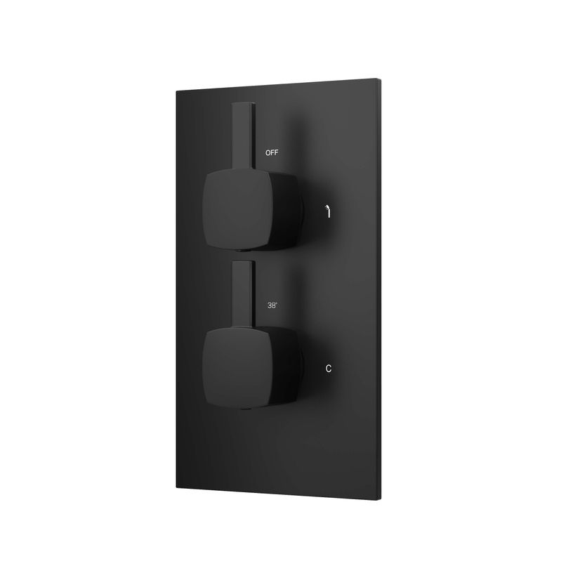 Carrick Essential Matt Black Square Thermostatic Shower Valve - 2 Outlets