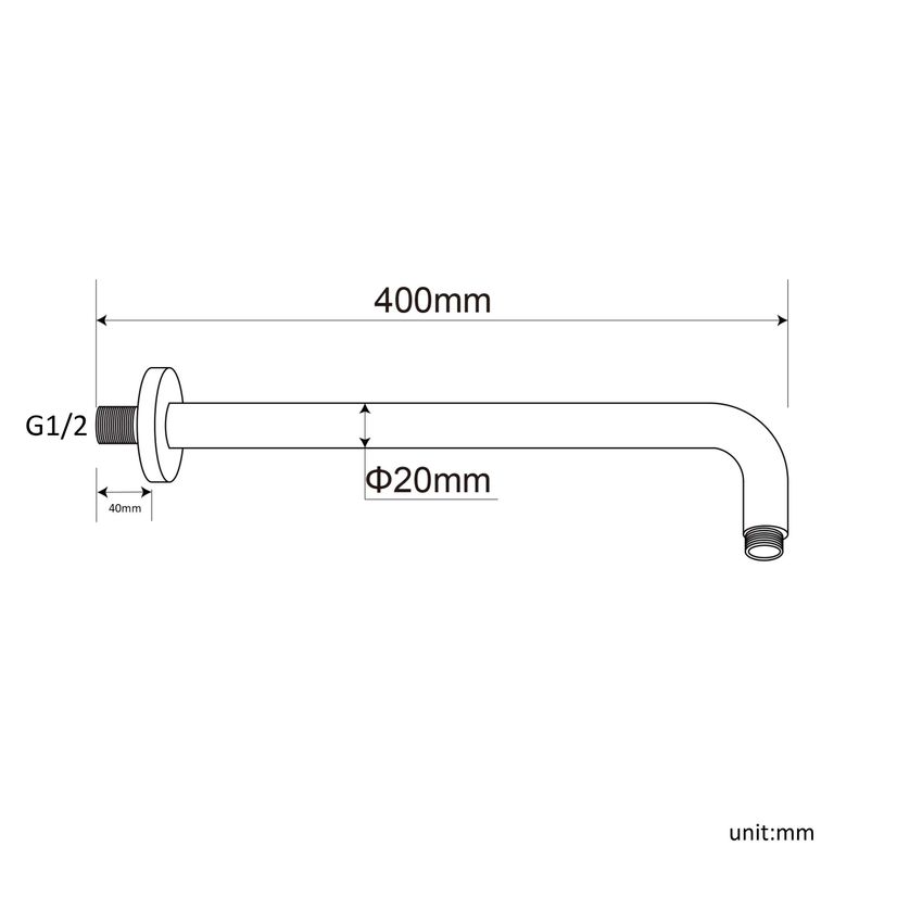 400mm Essential Wall Mounted Shower Arm
