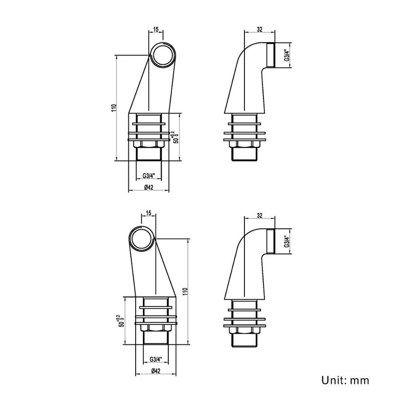 Deck Mounting Legs for shower mixers or bath taps